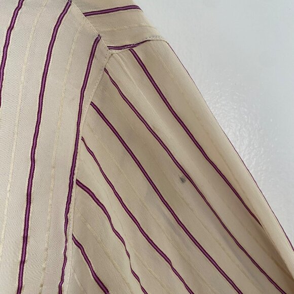 Ralph Lauren Black Label Silk Blouse Shirt Top Striped French Cuffs - Picture 10 of 12